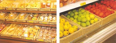 As cestas de vime sintético da empresa foram adotadas pelo supermercado para a padaria, confeitaria hortifruti